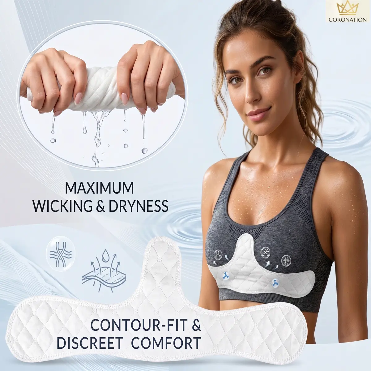 Reusable Sweat Absorbing Pads for Clothing, Underarm Sweat Pads, Soft Cotton Moisture Wicking Inserts, Washable Sweat Shields for Sports, Gym, Running, Workouts & Everyday Wear