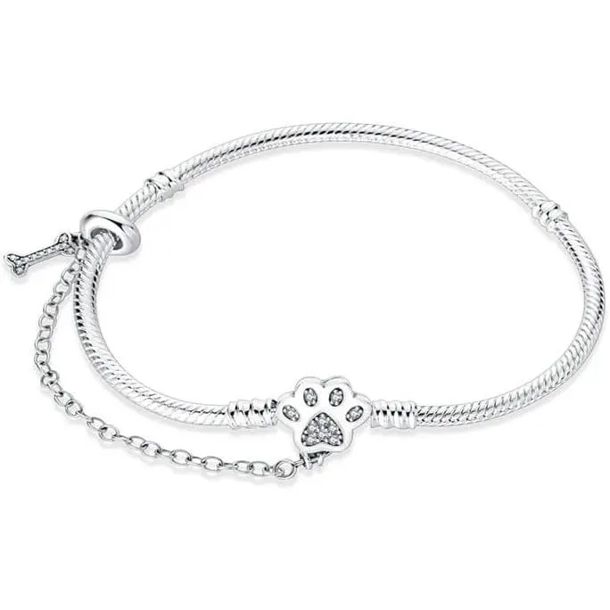 White Copper Snake Chain Bracelet for Women, Mother’s Day Birthday Jewelry Gifts, Compatible with Pandora Charms