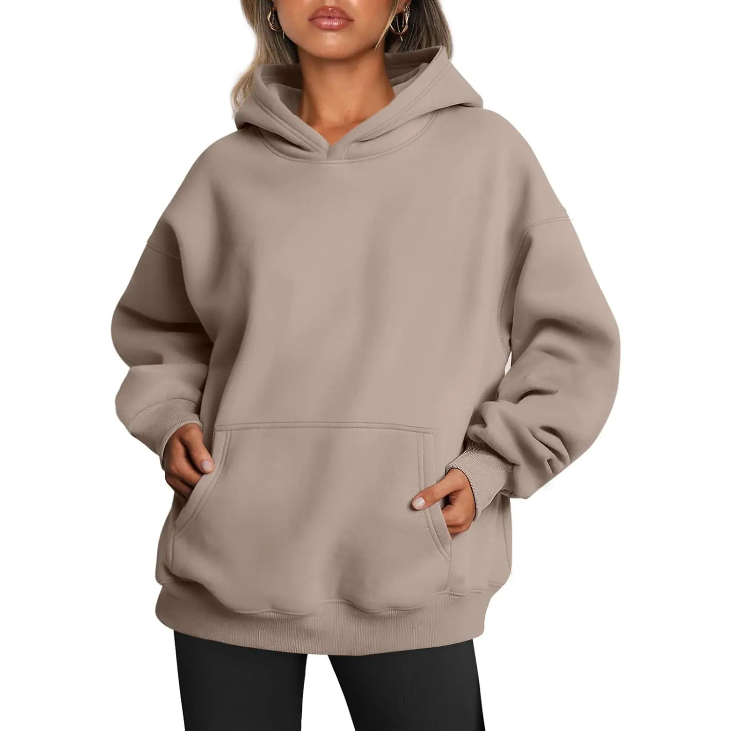 Women's Trendy Oversized Hoodie for Fall - Casual Top with Gentle Skin Feel, Aesthetic Drop Shoulder, Large Kangaroo Pocket, Pull-On Design, Seamless Daily Outfit Match (Sports & Outdoor Clothing)