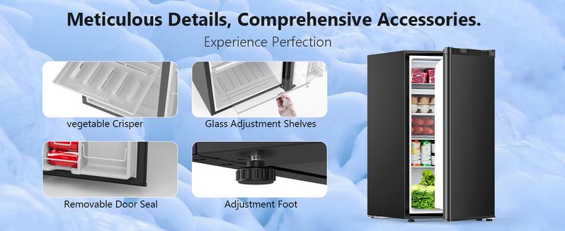 Kismile 3.2 Cu.Ft Mini Fridge with Freezer Single Reversible Door Compact Refrigerator Adjustable Thermostat 2 Removable Shelves Small Dorm Fridge for Bedroom Office Kitchen Dorm Black