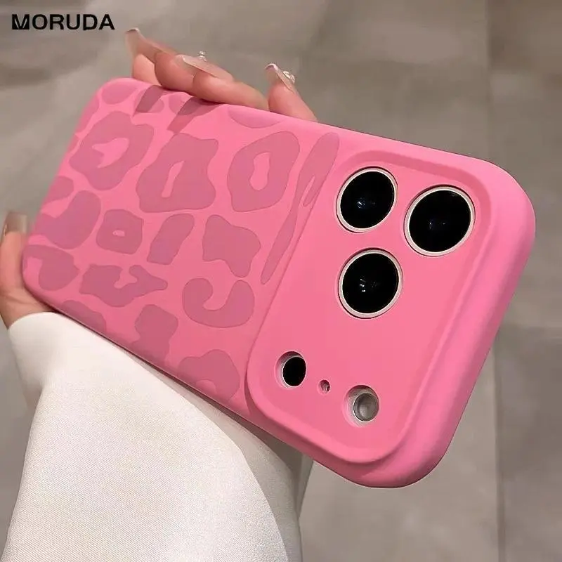 Cartoon Leopard Matte Liquid Silicone Case for iPhone 16 17 Pro Max Air 14 15 Plus 11 12 13 Camera Control Button Soft Cover
