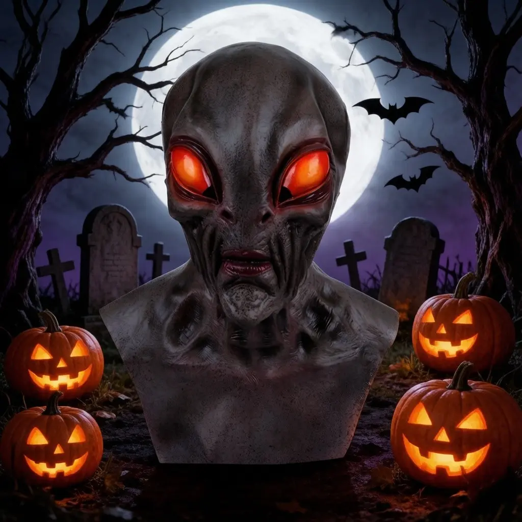 Funny Horror Alien Full Face Mask, Unique Halloween Party Accessory, Perfect for Costume Parties, Btx-302 Model, One Piece, Scary