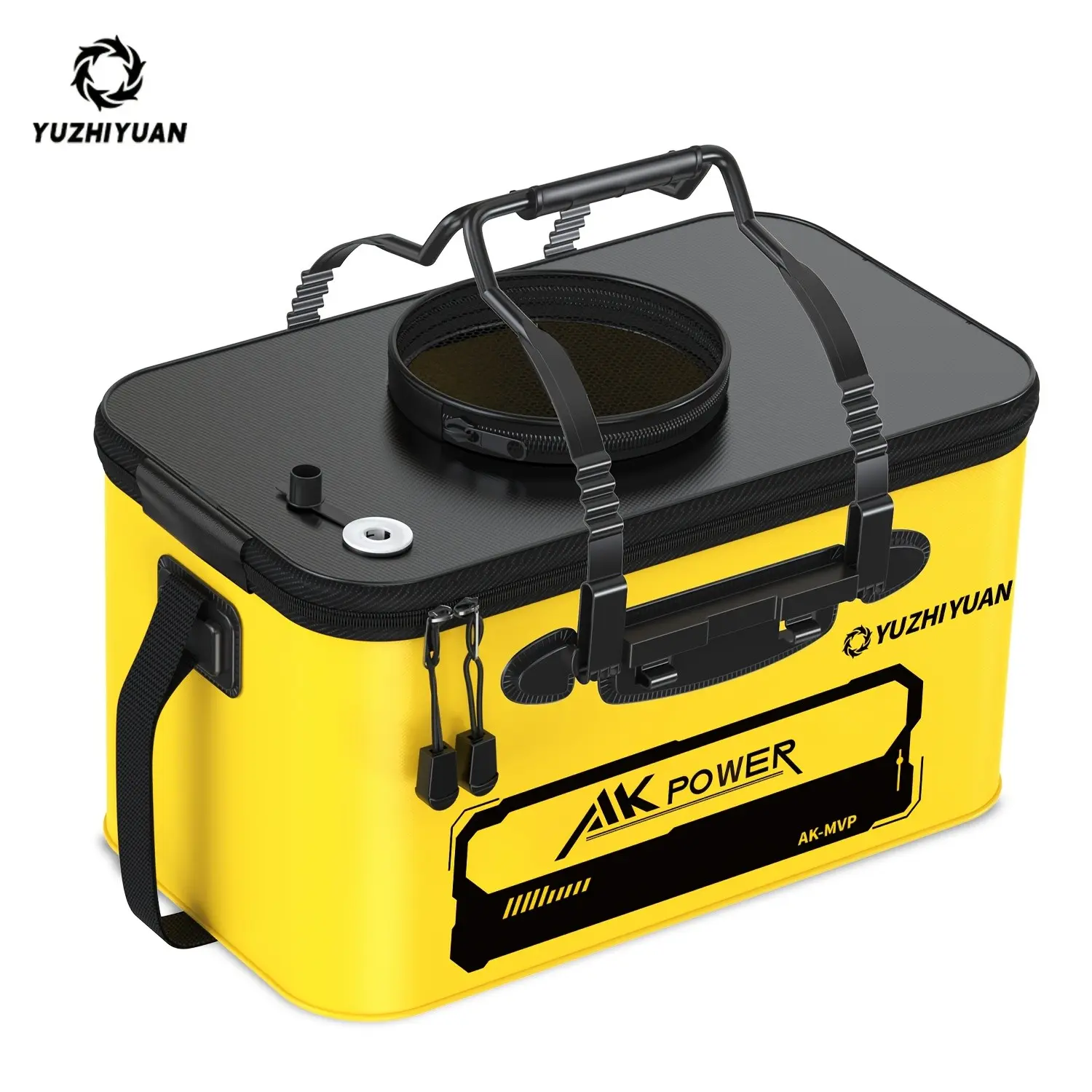 Portable Foldable Fishing Bucket, Large Capacity Bait Tray, Thick Eva Material, Shoulder Strap Handle, Ideal for Freshwater and Saltwater Fishing