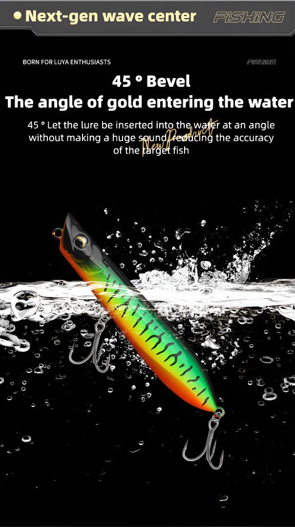 Scarlet Big Fishing Lure P2 Popper Lures with 3D Eyes, Joybait Bait Dog Mud Puppy Fishing Bait Ultra Topwater Saltwater Fishing Lures, Fishing Equipment Including Rod for GT Tuna Bass Large Fish Surf & Offshore Saltwater Fishing#big fishing lure p2