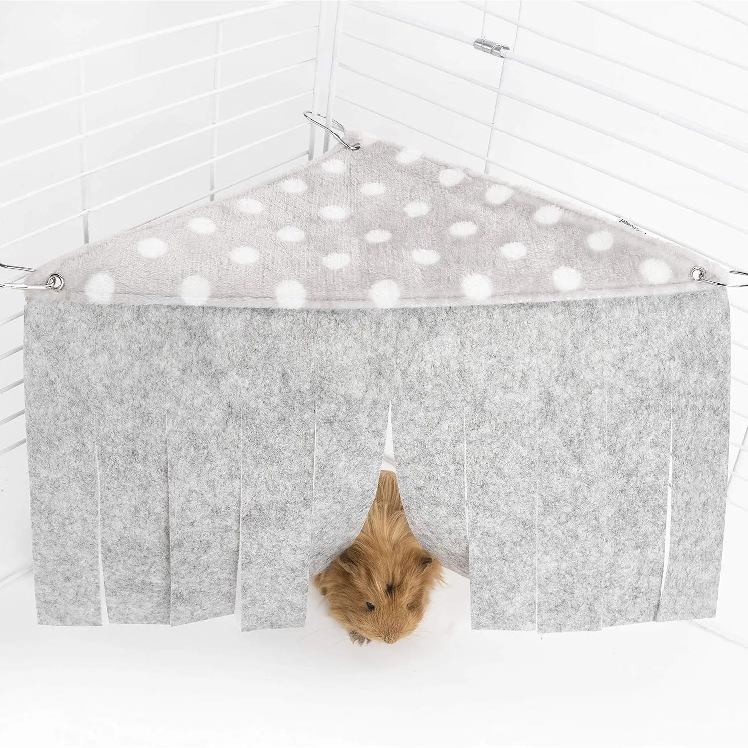 Small Animal Fleece Corner Hideout - 1-Piece Warm Corner-Shape Pet Habitat for Cozy Spaces, Suitable for Small Rodents (Rabbits, Guinea Pigs, Syrian Hamsters), One-Piece