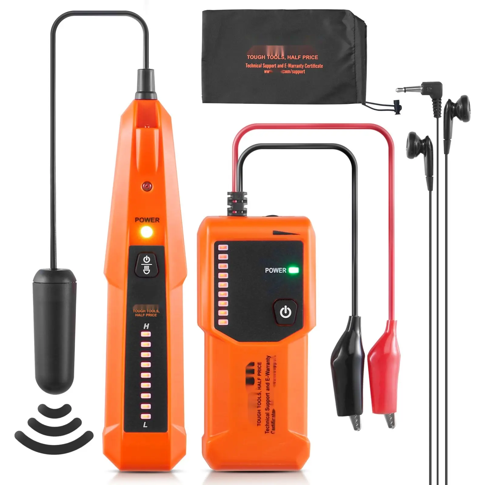 Underground Cable Locator and Utility Tracer with 3 Ft Maximum Detection Depth, 1000 Ft Detection Length, Break Detector, Earphone Compatible Wire Tracer for Buried Cables, Pet Fence, Sprinkler Valve, Irrigation Lines