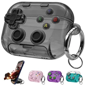 Game Controller Design Earphone Case, Earphone Protective Cover for AirPods 4/pro2/pro3, Universal with Stand Hook, Anti-Drop Protection, Durable and Stylish