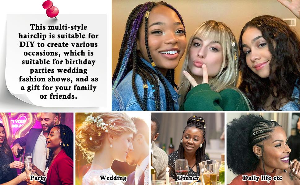 259 Pcs Hair Jewelry, Hair Accessories for Braids Silver Loc Jewelry for Hairs Dreadlocks Braid Jewelrys Hairs Cuffs Clips Dreadlock Accessories for Women's Loc Charms Rings Decoration