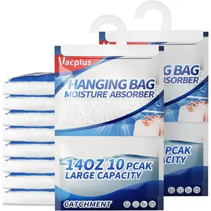 Moisture Absorber, 10 Pack Portable Dehumidifiers for Closet and Enclosed Space, 14 OZ Dehumidifier Bags Effectively Trap Extra Moisture, Hanging Moisture Absorbers Eliminate Unpleasant Smell