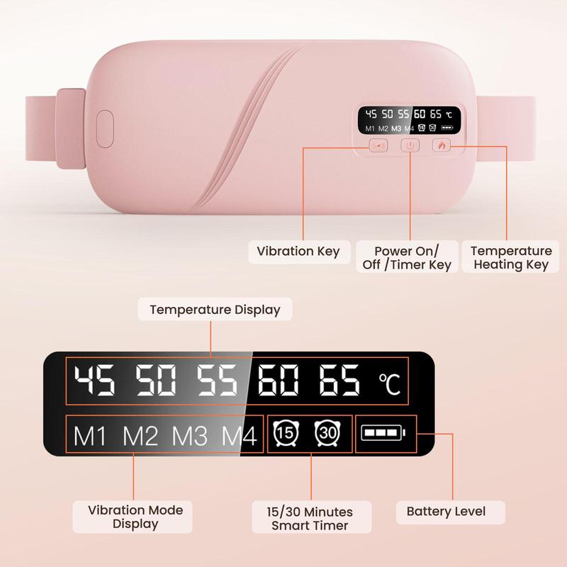 Menstrual Heating Pad Waist Massager, 5-level Hot Compress & 4-level Vibration Waist Belt, Women's Personal Care Appliances for Home & Travel