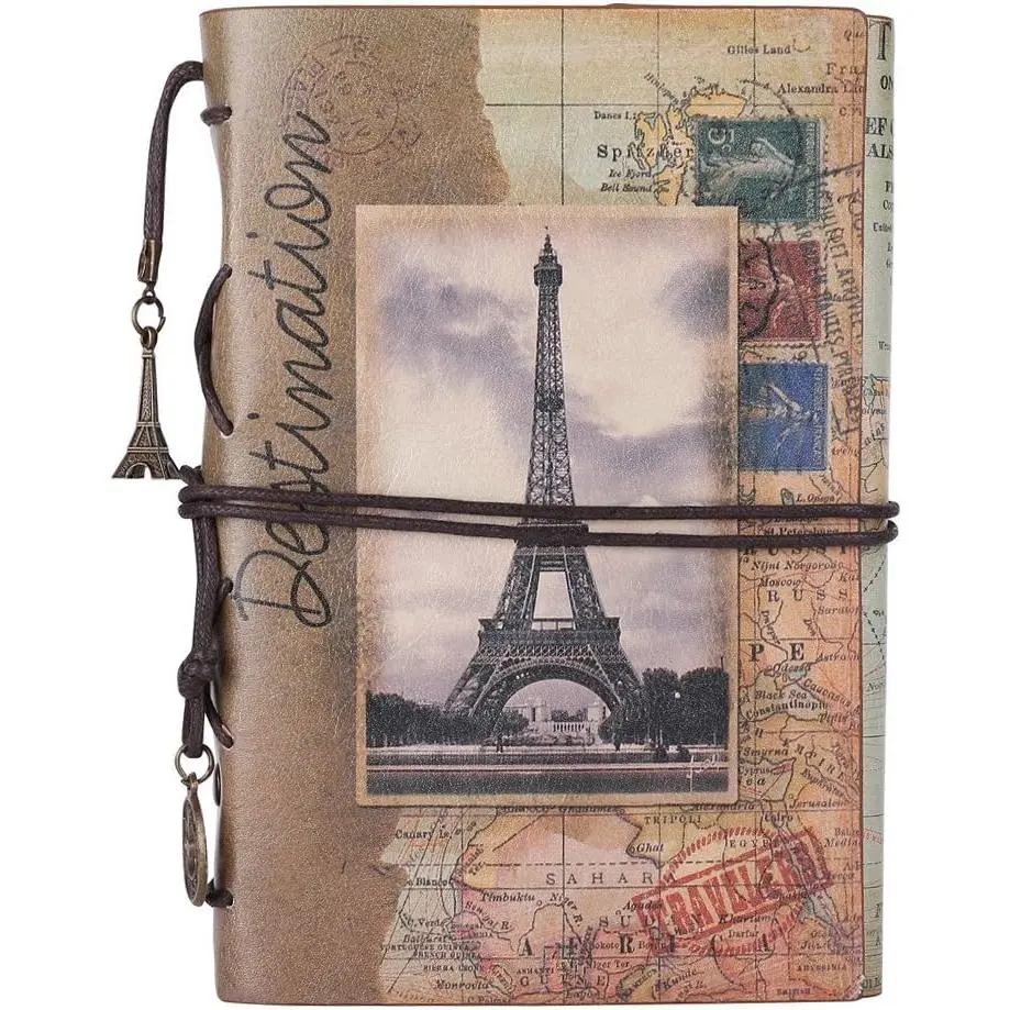 Leather Writing Journal Notebook,   Traveler Notebook Sketchbook Classic Refillable Diary Planner for Girls and Boys with Blank Paper and Zipper Pocket