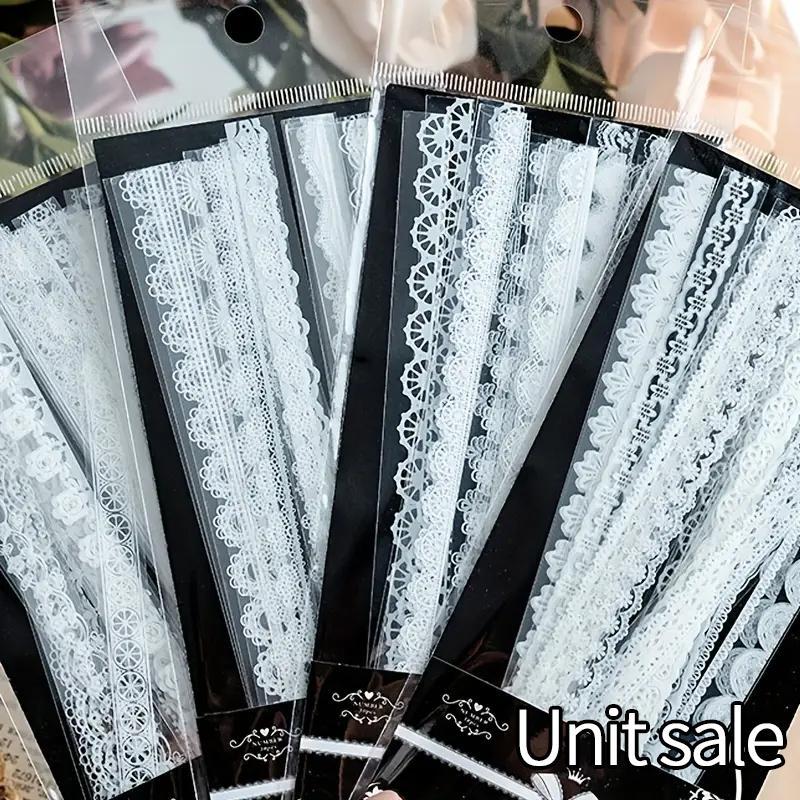 Random Color Lace Pattern Sticker, 30pcs/pack Waterproof PET Lace Decorative Sticker, Modern Simple Self Adhesive Scrapbook Materials Decorative Sticker for DIY Scrapbooking