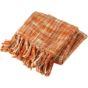 Orange Throw Blanket for Couch, Decorative Fall Blankets and Throws, Soft Colorful Throw Blankets for Bed, Halloween Throw Blanket for  Decor, 50"x60"