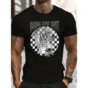 Casual, Men's T-Shirt, Skeleton On Toilet With Phone, Doing Dad Shit, Everyday Wear, Gift For Dad