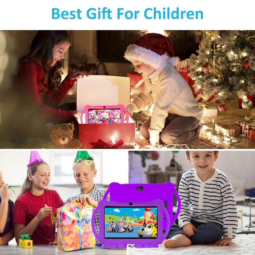 7-Inch Dual-Camera Tablet PC, Android Parental Control Education Tablet with Shockproof Case, 1024x600 Screen, Android Wi-Fi Tablet