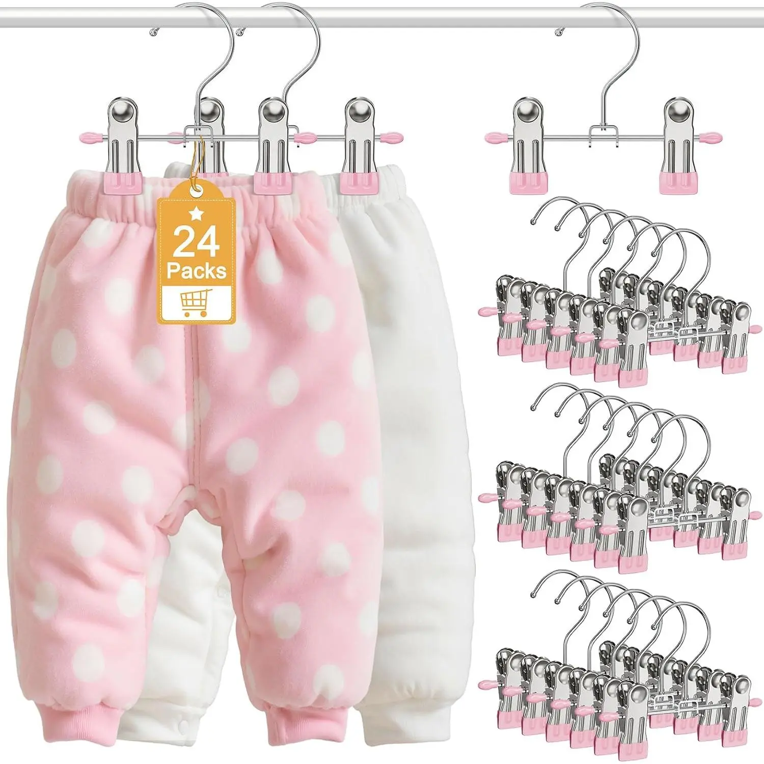 12 Pack  Hangers with Clips, 360°Rotatable   Pants Hangers