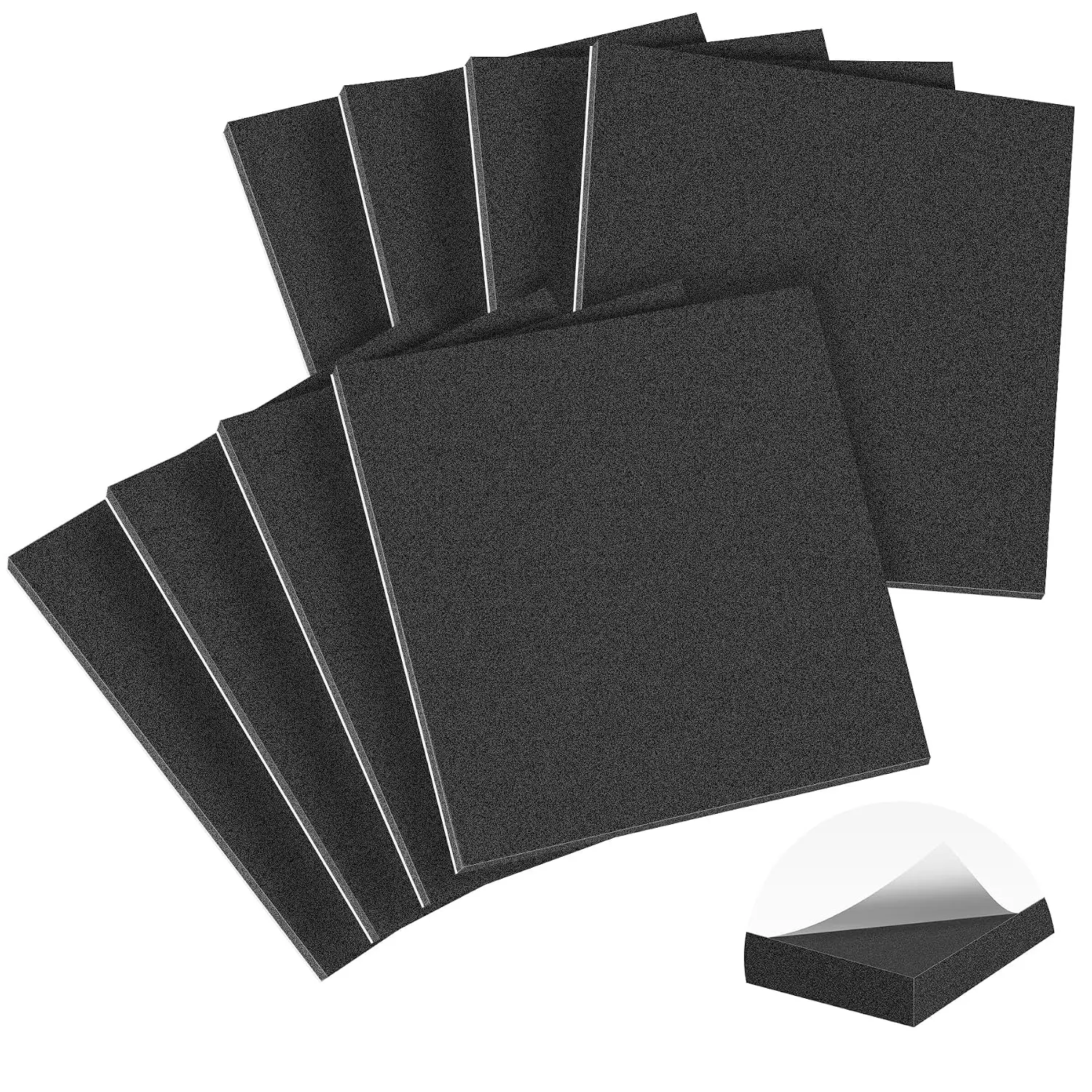 8 count Adhesive  Padding Sheets Closed Cell Self Adhesive Sticky  Pads, 1/8" Thick 4'' x 4'' Neoprene Rubber Sheets Non-Slip Insulation Pads Vibration for Furniture Crafts , Black