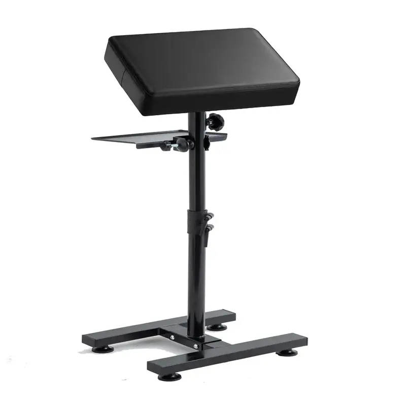 Tattoo Armrest Stand Legrest Bracket, Tattoo Arm Rest with Non-Slip Base, Height Adjustable, Tiltable, Thickened Black Leather Cushion with Tattoo Supplies Storage Panel