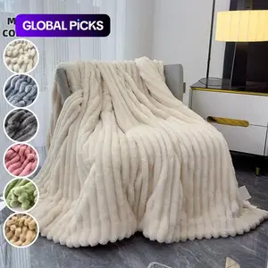 Solid Color Double Sided Plush Blanket, 1/2 Counts Soft Warm Throw Blanket, Cozy Throw Blanket, Air-conditioned Room Blanket, Multifunctional Blanket for Home Office Camping Car Travel, Soft Comfy Blanket #TOP PICKS,Christmas Gifts For GF