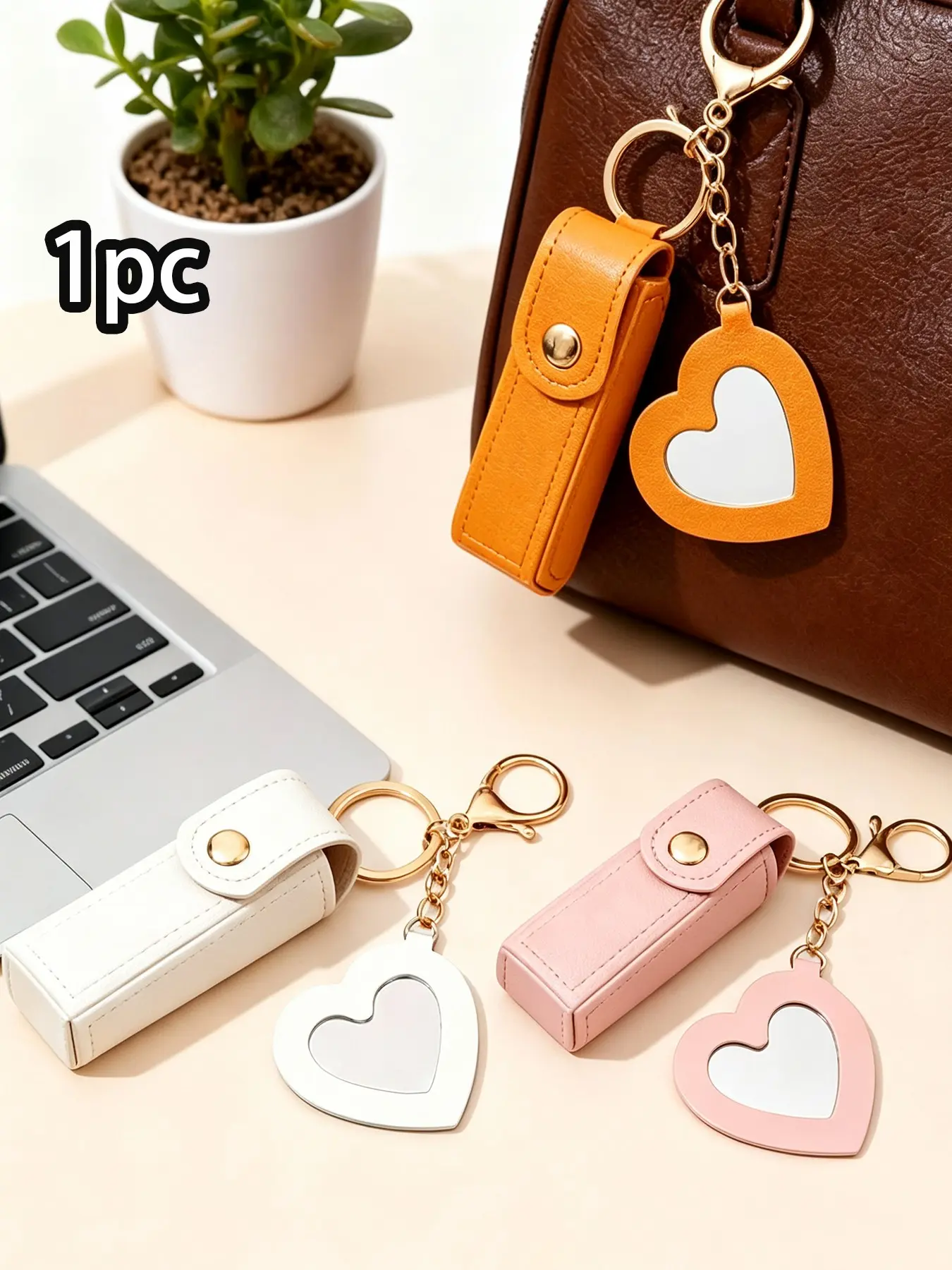 Portable Mini Lipstick Case with Heart-Shaped Mirror, Travel Makeup Bag, Stores Lipsticks, Cards, Earplugs, Ideal Gift Choice