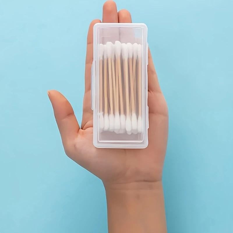 Clear Travel Mini Storage Box with Lid, 5 Counts Portable Compact Organizer for Toothpicks & Cotton Swabs, Essential Travel Accessories for Home Use, Travel Essentials