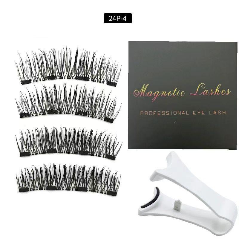 TikTok Trending 4 Magnet 3D Magnetic Eyelashes No Glue Ultra Thin Lightweight Natural Look Reusable Eye Lashes for Beginners