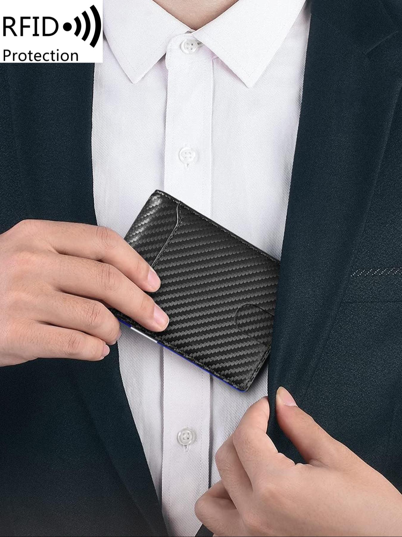 Men's Carbon Fiber Pattern with Card Slots, Slim Wallet with RFID Blocking, Thin Design for Easy Carry and Security, RFID Blocking Wallets
