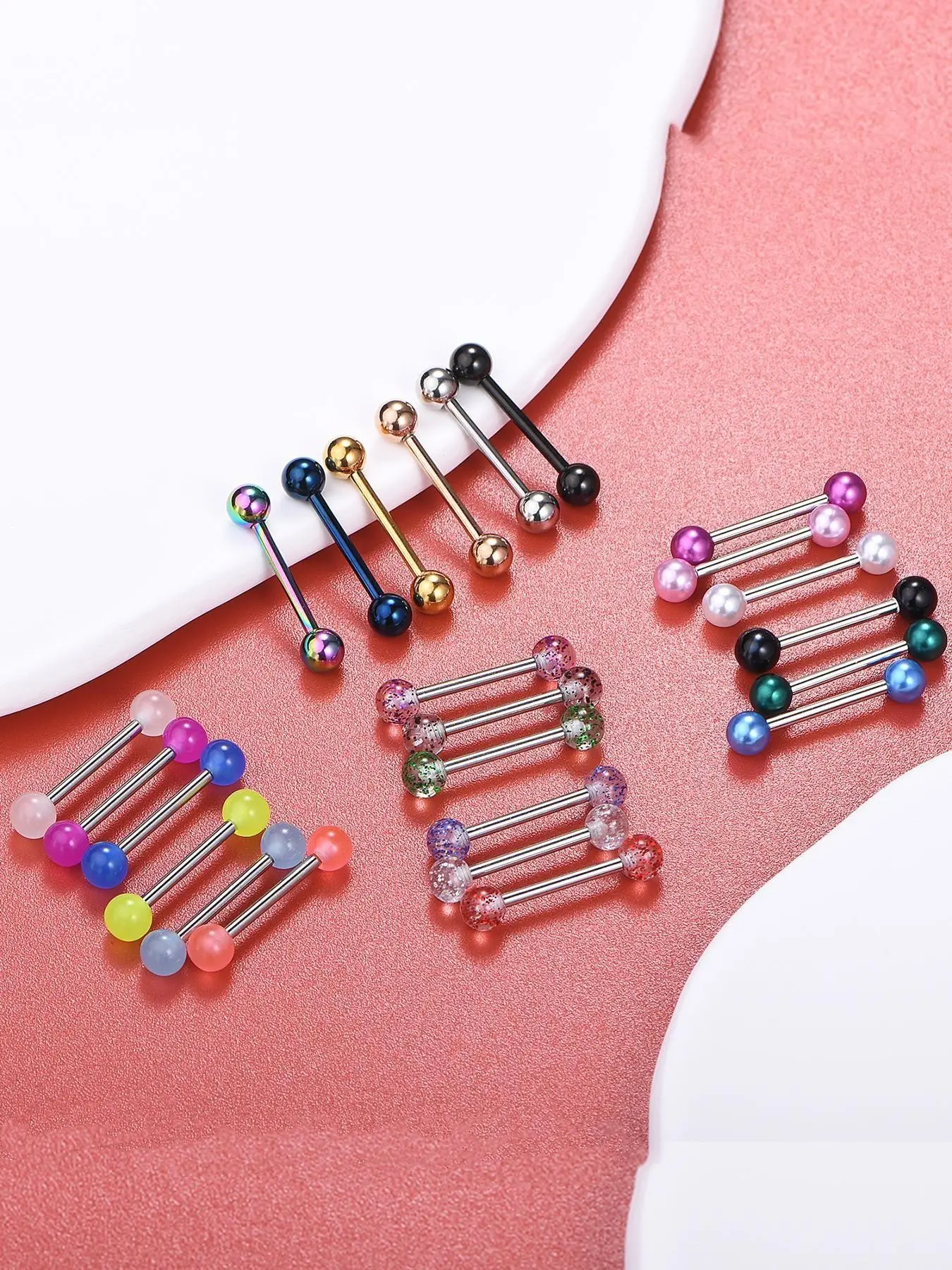 Punk Style Stainless Steel Nipple Ring & Tongue Ring, 24pcs Body Jewelry Kit Fashion Piercing Jewelry for Women & Men for Party, Daily Clothing Decor, Trendy All-match & Exquisite Jewelry for Birthday Gift
