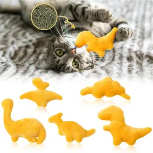 Catnip Toys for Cat 5Pcs Dino Nuggets Cat Toy, Indoor Kitten Chew Bite Kick Dinosaur Chicken Nugget Catmint Interactive Pet Supplies, Cute Pet Gifts for Kitten Lover