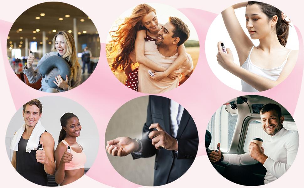 Portable Mini Refillable Perfume Atomizer Bottle, Travel Size Refillable Perfume Refill Bottle - Perfume Atomizer Refillables, Scent Pump Case, Small Perfume Spray 4 Pcs Pack of 5 ml