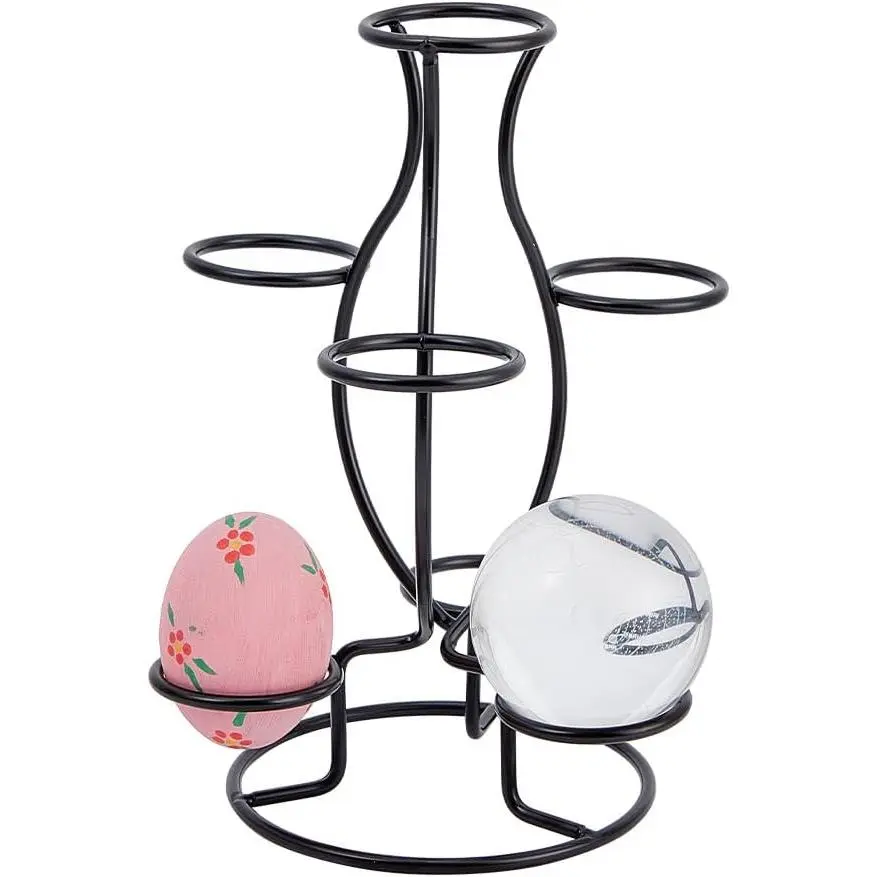 Crystal Sphere Holder 8" Tall, 7 Eggs Display Stand 1.61" Diameter Black Metal Multi-Sphere Display Holder for Crystal Sphere Globe Home Office Decor Ornament