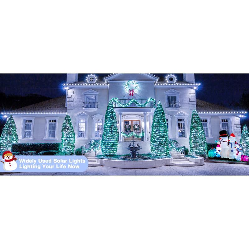 2 Pack Solar String Lights Outdoor Waterproof, Each 33FT 100 LED Outdoor, 8 Modes White Fairy Light for Outside Yard Tree Patio Garden Wedding Christmas Decorations