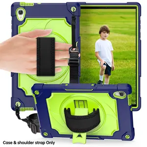 Shockproof tablet case suitable for Lenovo Tab M10 HD (2nd Gen) 2020 TB-X306F/TB-X306X, with a rotating stand, adjustable shoulder strap and shoulder straps