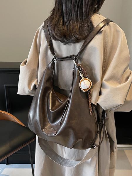 Casual retro high-quality college style backpack, niche fashion multifunctional tote bag, large capacity shoulder messenger bag with two carrying methods, suitable for students and office workers commuting, Casual Commuter Bag, Casual Messenger Bags