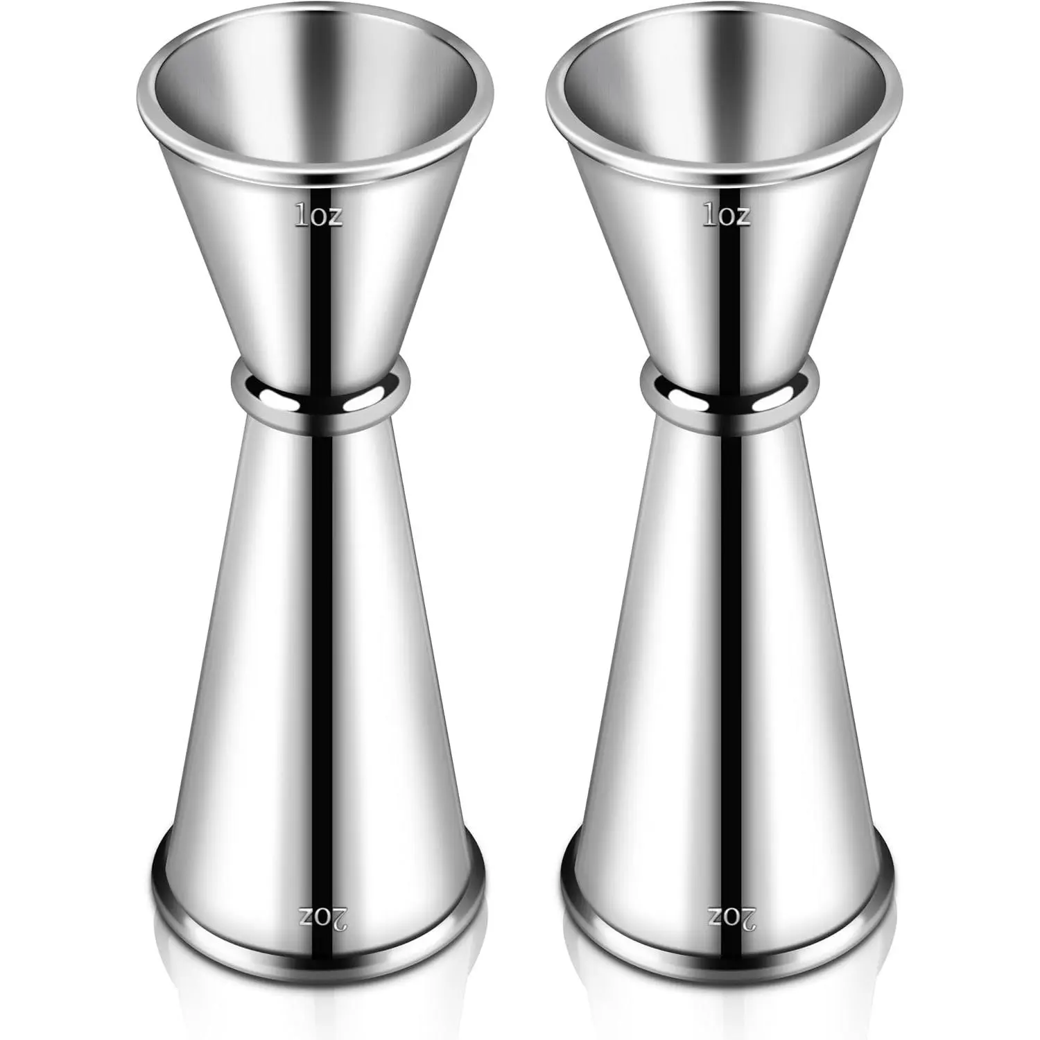2 Pcs 304 Stainless Steel Double Jigger, 2 oz 1 oz