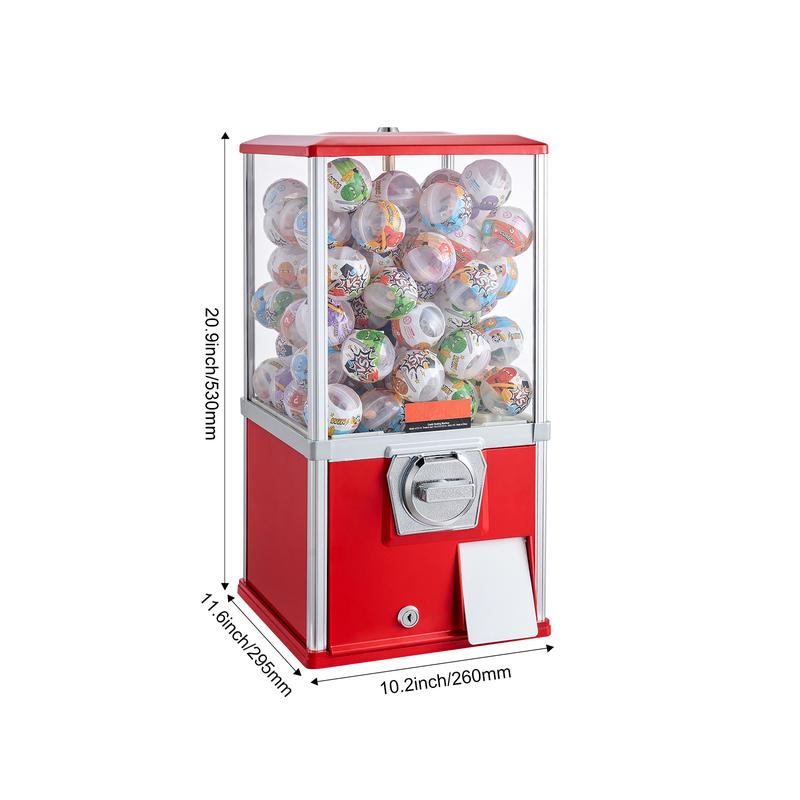 VEVOR 17/21/ 25inch H Gum Ball Machine Vending Machine Coin Bank Retro Candy Dispenser PC Blue/Yellow/Red