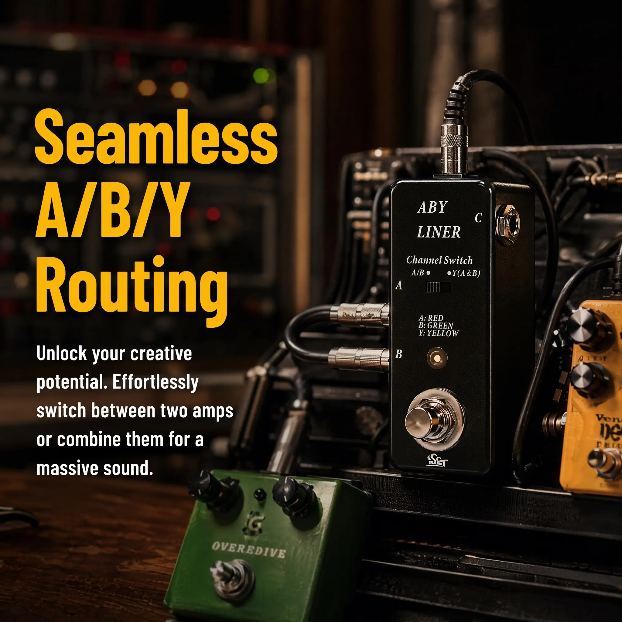 Iset Ab Box Line Selector, Mini Guitar Effects Pedal, Direct Circuit Switcher, Compact Design, Ideal for Musicians, Easy to Use
