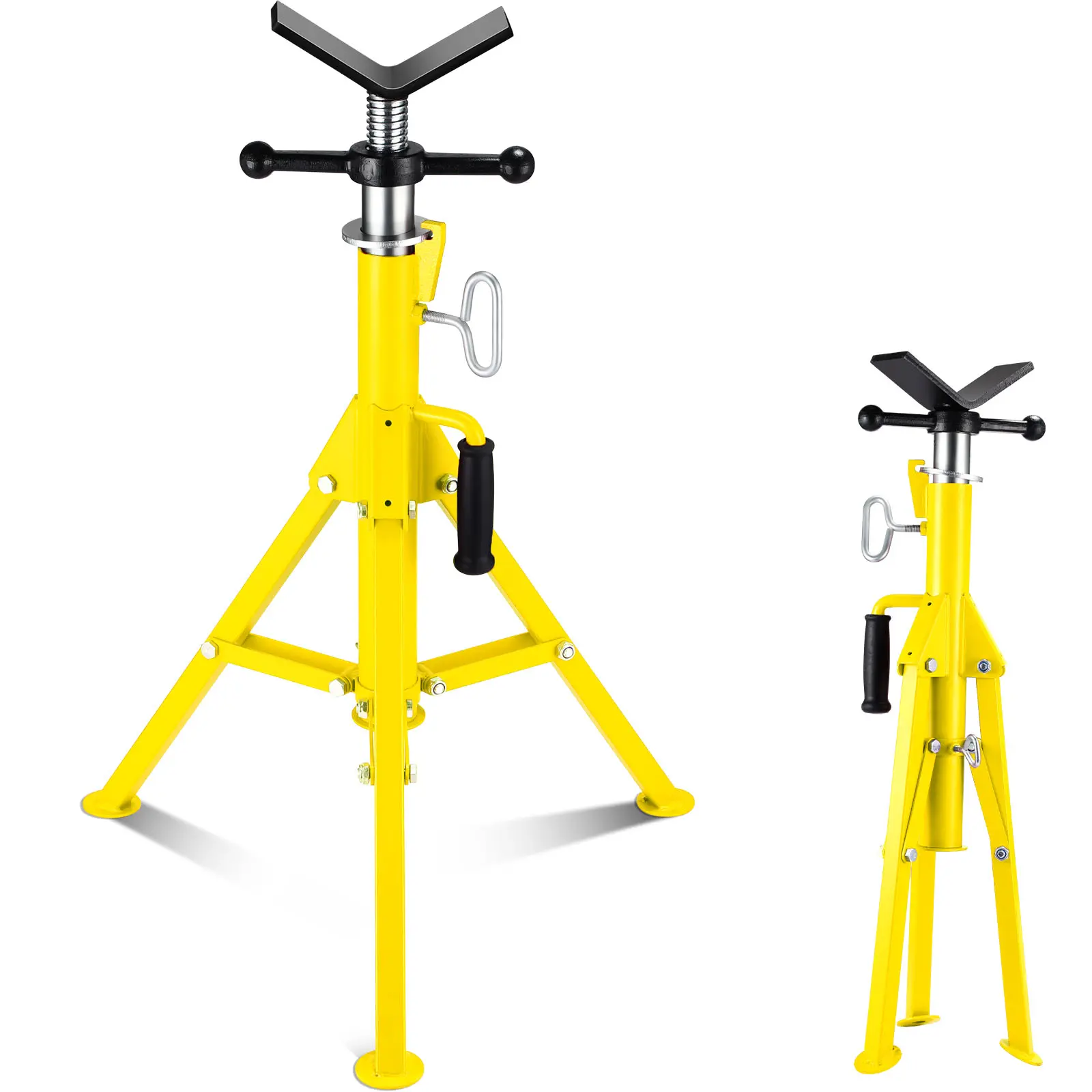 Garvee Heavy Duty V-Head Pipe Jack Stand – 2500LB Capacity – Adjustable Height 28-52 in – Collapsible Tripod Base – Carbon Alloy Steel – Supports 1/8"–12" PVC, Steel, Copper & Iron Pipes