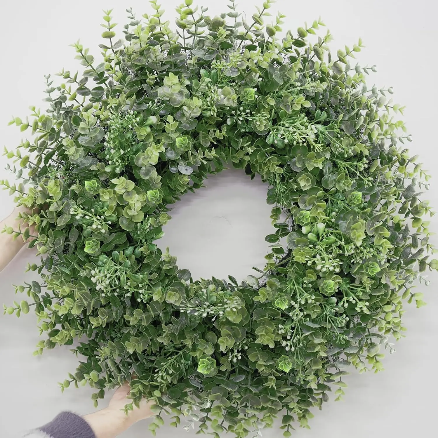 26'' Large Boxwood Wreath for Front Door Window Porch Artificial Boxwoods Greenery Leaves Outdoor Indoor Wreath for  Door  Wall Decor Spring Summer  Seasons Green