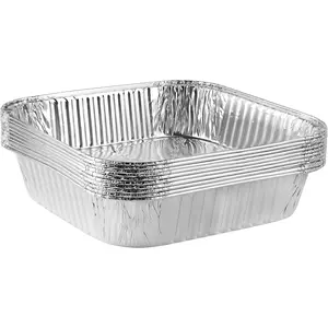 Disposable 8'' X 8'' X 2'' Inch Square Aluminum Tin Foil Baking Pans Bakeware - Cookware Perfect for Baking Cakes, Breads, Brownies, Bread, Meatloaf, Lasagna, Pack of 10