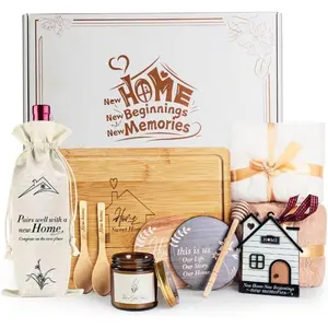 House Warming Gifts New Home, 11 Pcs Housewarming Gift Ideas Basket, Closing Gifts for Home Buyer, Couple, Women, New Apartment Homeowners