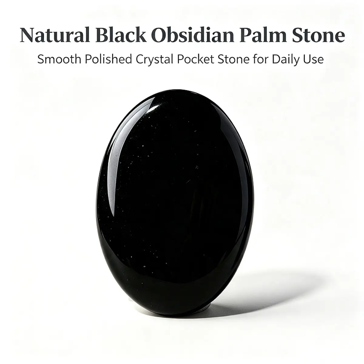 Natural Obsidian Oval Palm Worry Stone, Reiki Healing Pocket Massage Stone, Stress Relief Relaxation Crystal for Meditation Divination, Healing Crystals