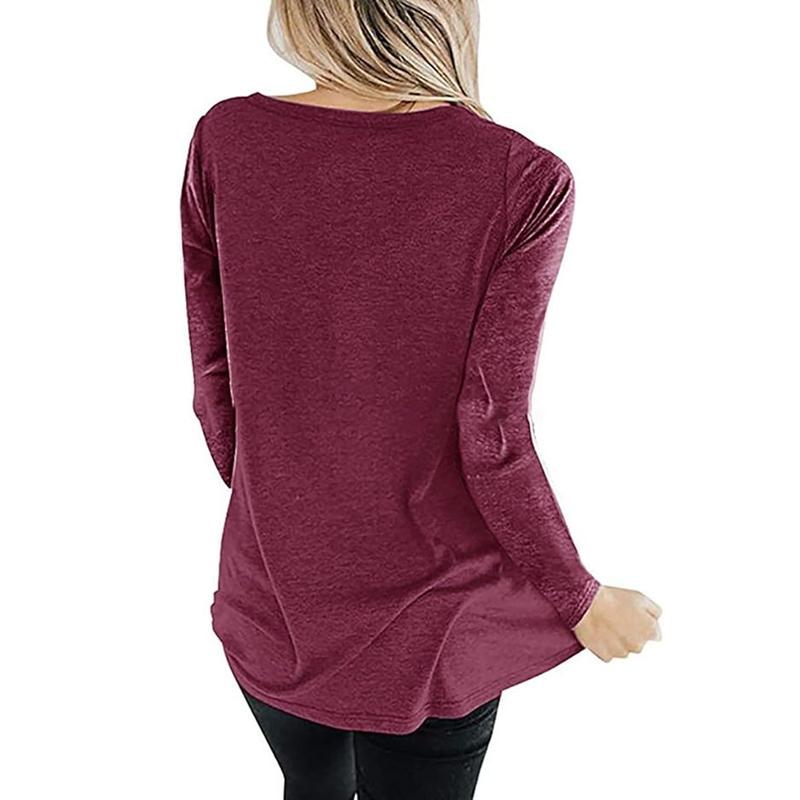Women's Elegant Long Sleeve T-Shirts Loose Fit Criss Cross V Neck Blouse, Comfortable Plain Tunic Top for Fall and Winter Office Wear Women's Elegant Long Sleeve T-Shirts Loose Fit Criss Cross V Neck Blouse, Comfortable Plain Tunic Top for Fall and Winter Office Wear