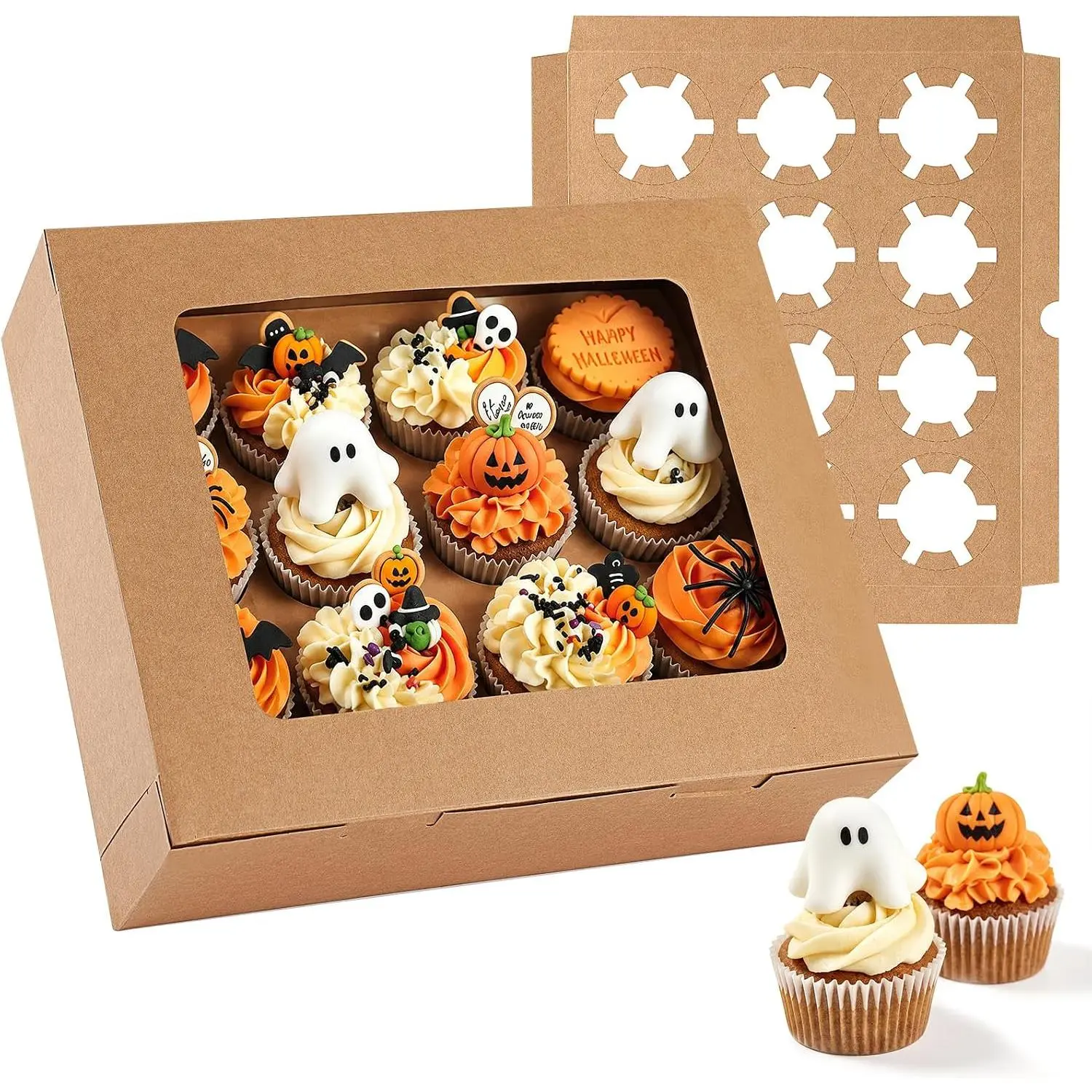 3 count Cupcake Boxes, 12 Count Cupcake Containers with Window&Insert