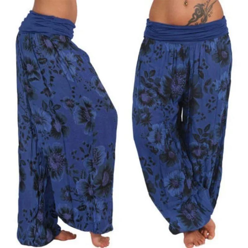 Women Boho Loose Pants Paisley High Waist Ankle Tied Harem Pants Baggy Long Bloomers Trousers Female Trousers Pantalones Womenswear Bottom Comfort Fit