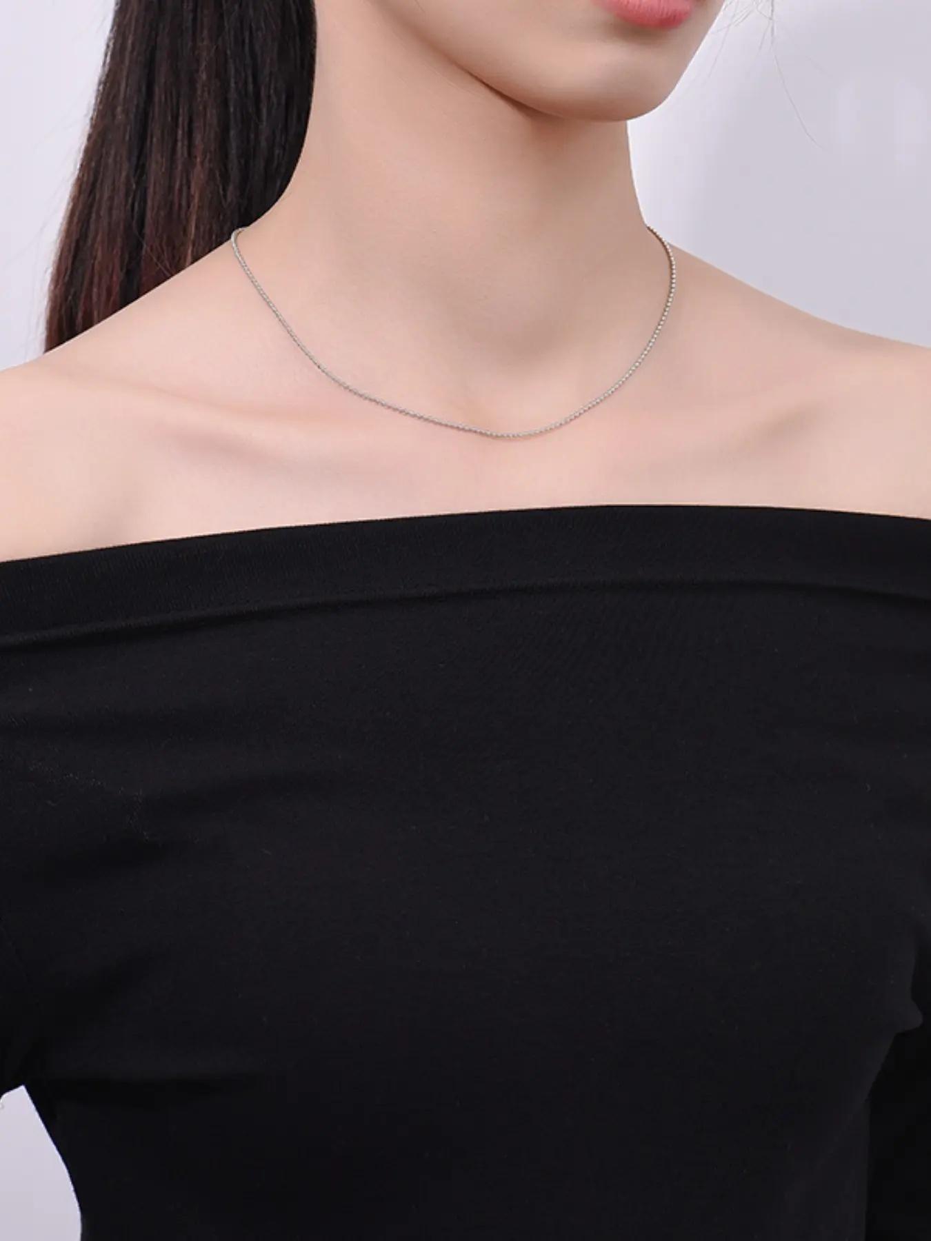 925 Sterling Silver Round Bead Design Necklace, Round Tennis Necklace, Mother's Day Gift, Fashion Jewelry for Party, Daily Clothing Decor, Trendy All-match & Exquisite Jewelry for Birthday Gift