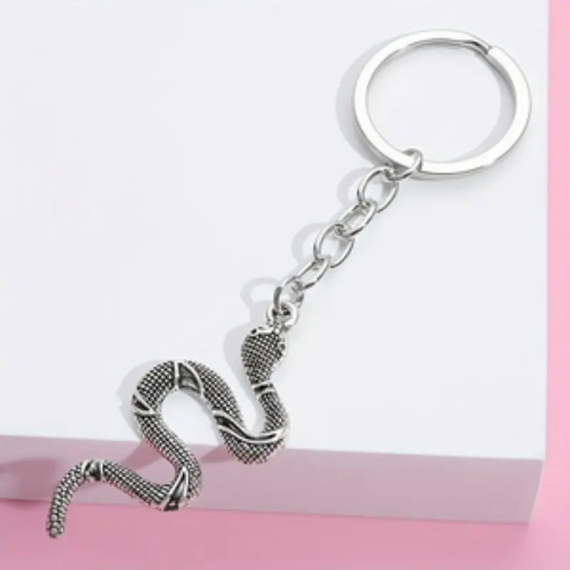 Snake Keychain Animal Serpent Key Ring, Alloy Key Chains for Women Men, Handbag Accessory, Car Hanging, DIY Handmade Jewelry
