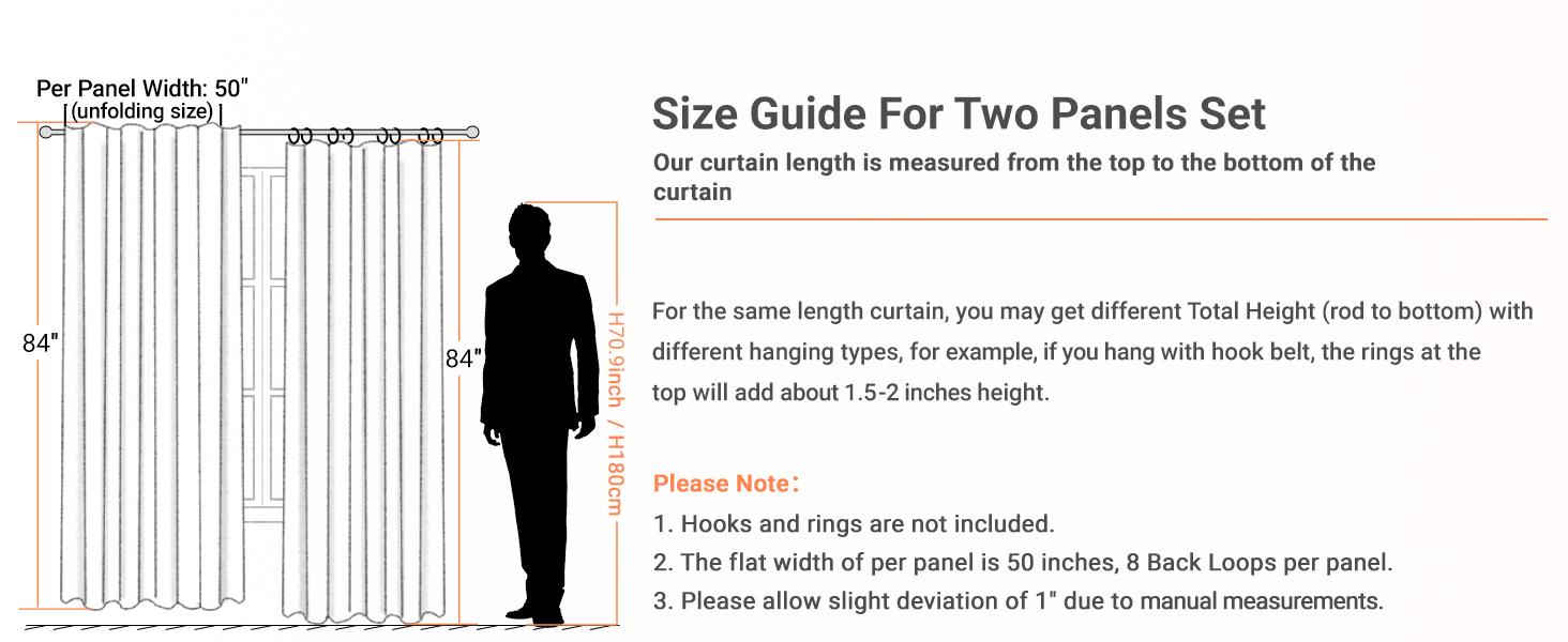 blackout protection linen blackout curtains for bedroom, 84 inches long with back panel/pole bag, living room curtains, insulated blackout curtains, two panels, 50 inches wide x 84 inches long, beige