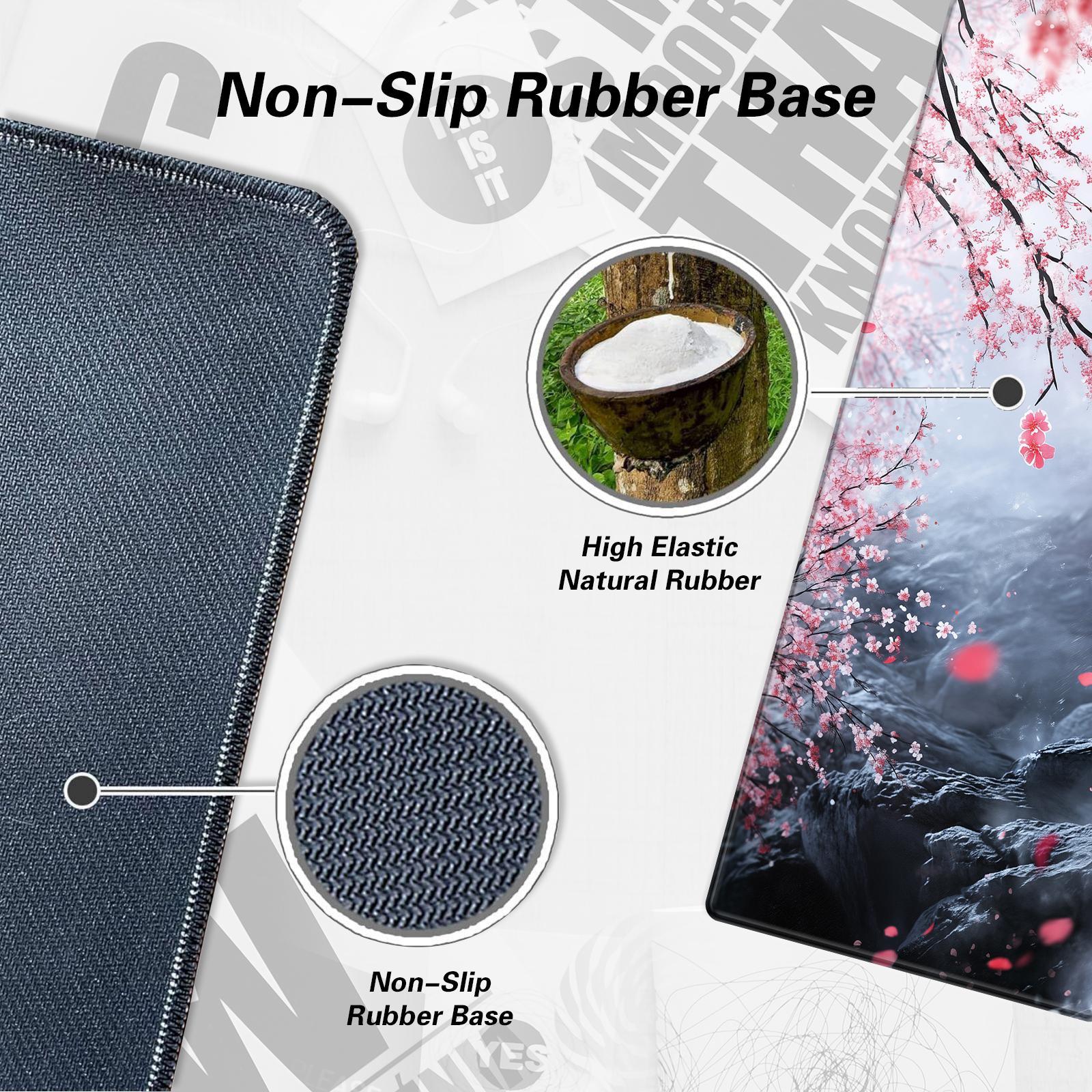 Cherry Blossom Pattern Mouse Pad, 1 Count Extended Large Gaming Mouse Pad, Non-slip Rubber Base Big Keyboard Mat with Stitched Edges for Home Office Gaming Desk Pad