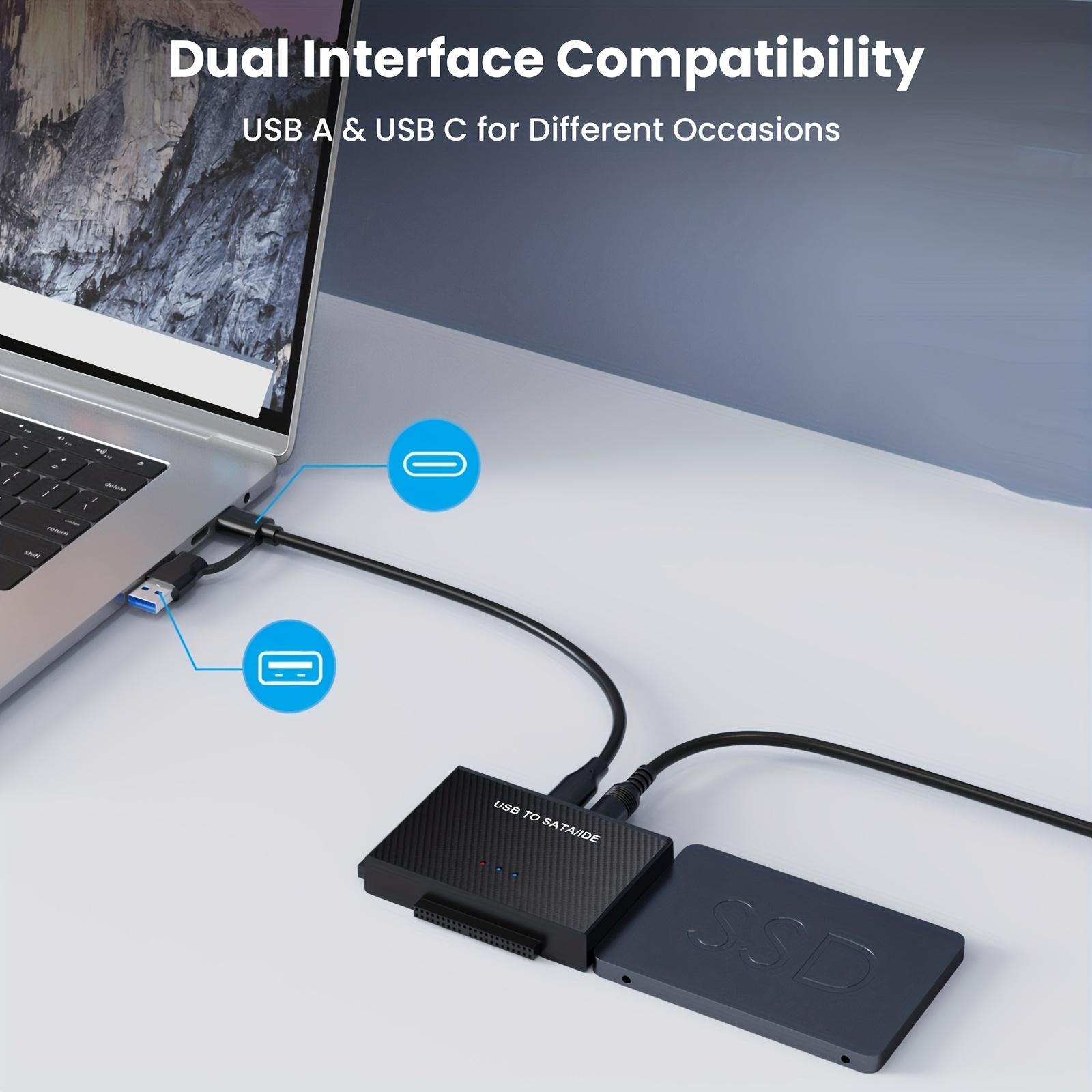 Hard Drive Reader, IDE SATA to USB 3.0 Connector, USB + Type C External Hard Drive Data Ultra Recovery Converter with USB-C and USB-A Connectors for 2.5/3.5 HDD/SSD, 5.25 DVD-ROM, CD-ROM, CD-RW, DVD-RW, DVD+RW Optical Drive - Reliable Data Recovery